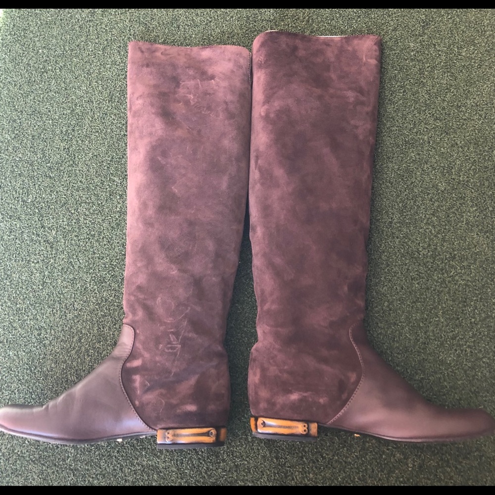 Gucci over the knee boots bamboo heel